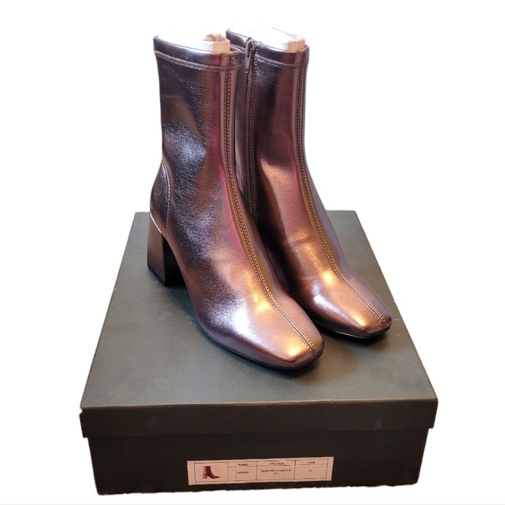 Silent D Anthropologie Women's Pewter Carina Zip Up Boots Size 37/ US 6.5 NEW
